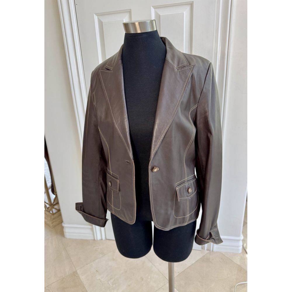 UNIFORM JOHN PAUL‎ RICHARD Brown Leather Blazer | Jacket Womens Size Large M